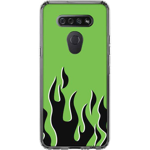 Green Flames LG K51/Q51 Clear Case