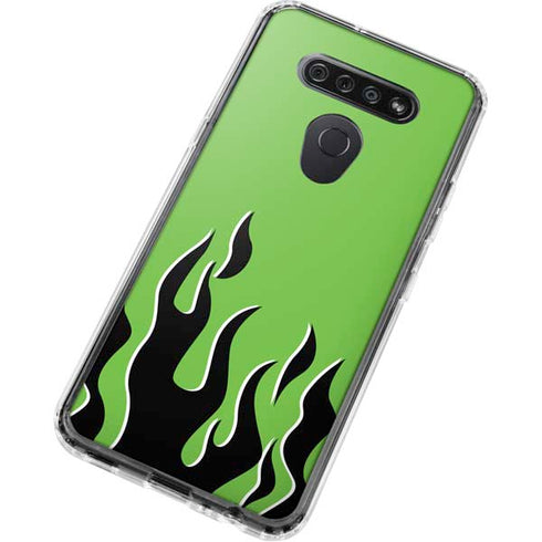 Green Flames LG K51/Q51 Clear Case
