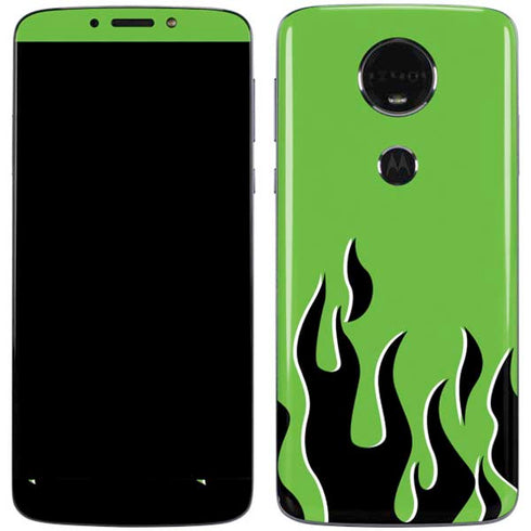 Green Flames Moto E5 Plus Skin