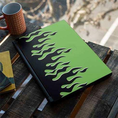 Green Flames MSI GS65 Stealth Laptop Skin
