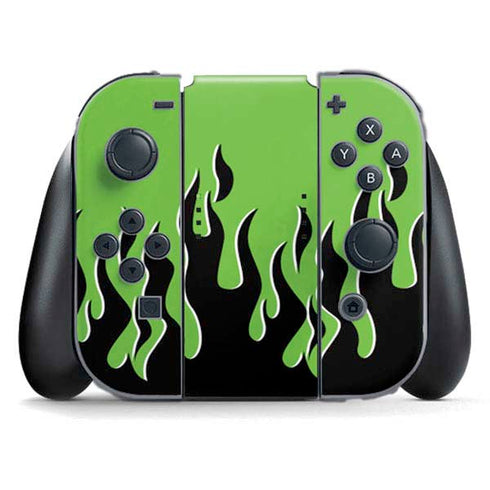 Green Flames Nintendo Switch (2017-2021) Joy-Con Controller Skin
