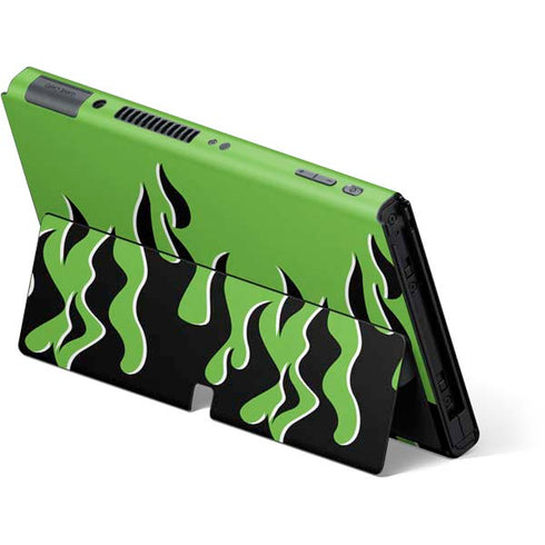 Green Flames Nintendo Switch OLED (2021) Skin