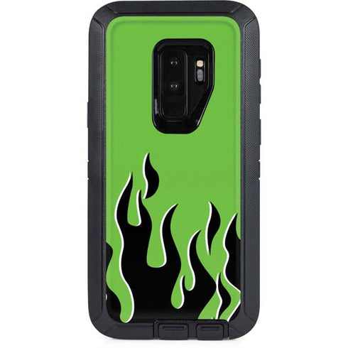 Green Flames Otterbox Defender Galaxy Skin