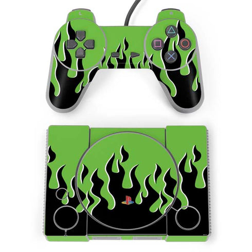 Green Flames PlayStation Classic Bundle Skin