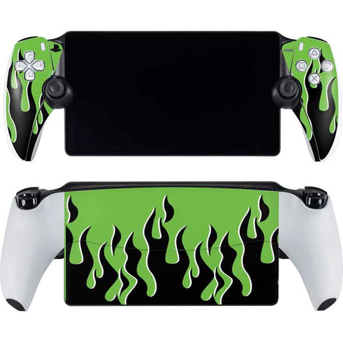 Green Flames PlayStation Portal Remote Player Skin