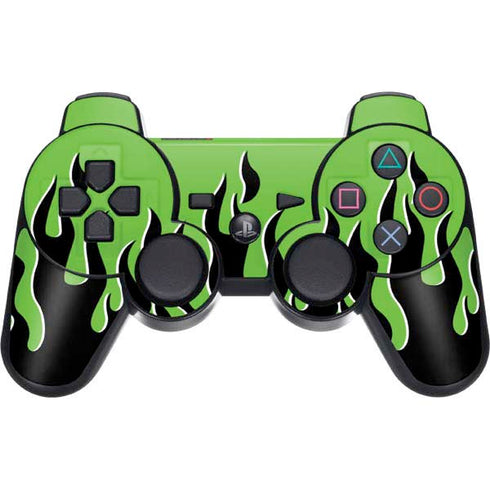 Green Flames PS3 Dual Shock wireless controller Skin