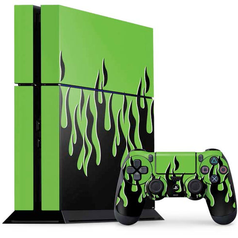 Green Flames PS4 Console and Controller Bundle Skin