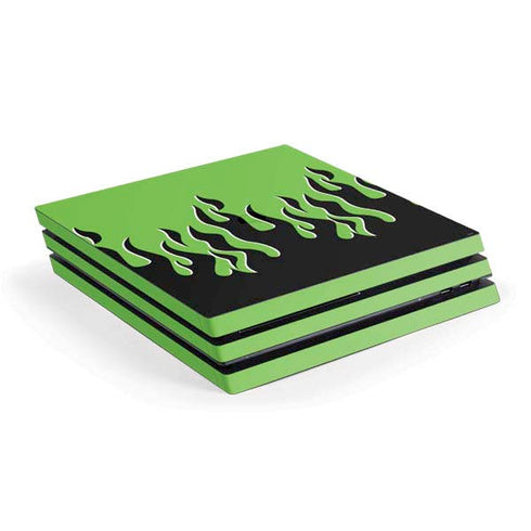 Green Flames PS4 Pro Console Skin