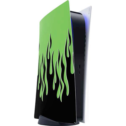 Green Flames PS5 Digital Edition Console Skin
