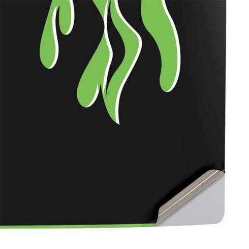 Green Flames PS5 Slim Disk Console Skin