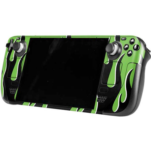 Green Flames Steam Deck Handheld Gaming Computer Skin