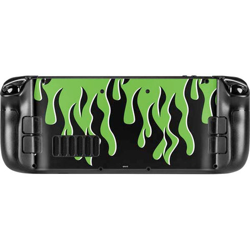 Green Flames Steam Deck Handheld Gaming Computer Skin