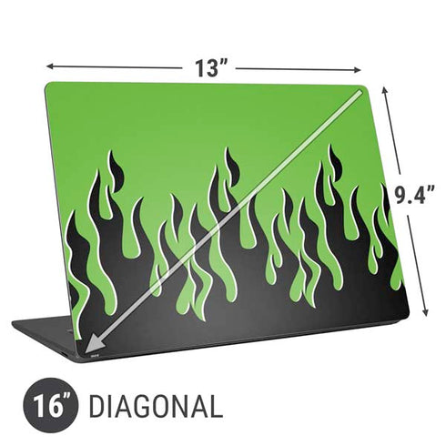 Green Flames Universal Laptop 16in (13 x 9.4in) Skin