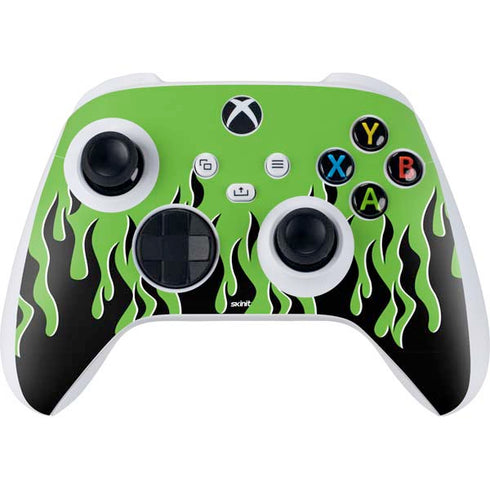 Green Flames Xbox Series S Controller Skin