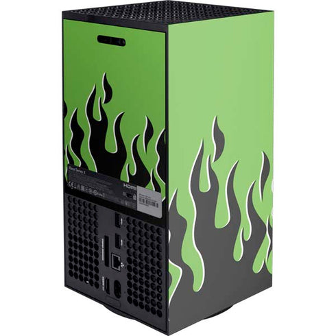 Green Flames Xbox Series X Console Skin