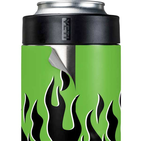 Green Flames Yeti Colster Can Insulator Skin