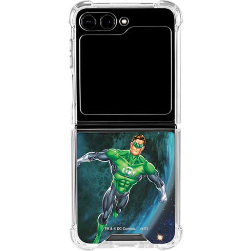 DC Comics Green Lantern Action Pose in Space Galaxy Z Flip5 5G Clear Case