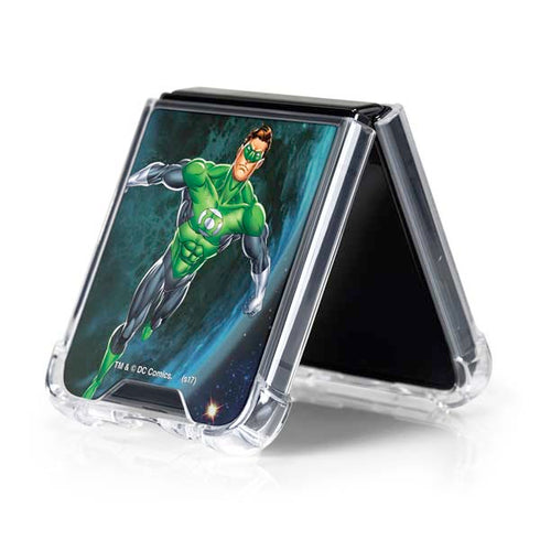 DC Comics Green Lantern Action Pose in Space Galaxy Z Flip5 5G Clear Case