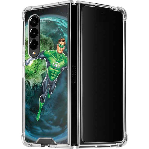 DC Comics Green Lantern Action Pose in Space Galaxy Z Fold4 5G Clear Case