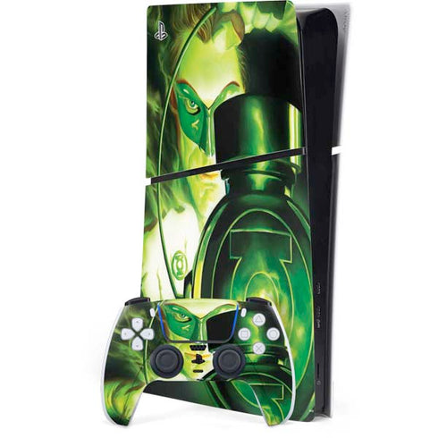 DC Comics Green Lantern Portrait Art By Alex Ross PS5 Slim Digital Edition Console Skin