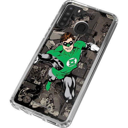 DC Comics Green Lantern Vintage Action Pose Pattern Galaxy A21 Clear Case