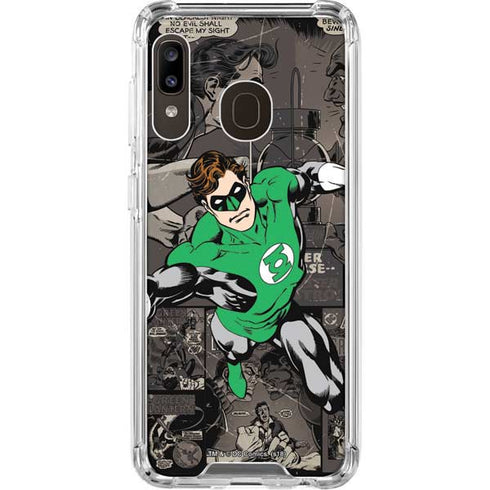 DC Comics Green Lantern Vintage Action Pose Pattern Galaxy A30 Clear Case