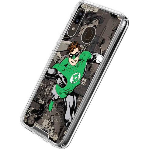 DC Comics Green Lantern Vintage Action Pose Pattern Galaxy A30 Clear Case