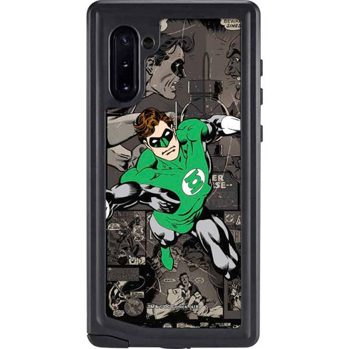 DC Comics Green Lantern Vintage Action Pose Pattern Galaxy Note 10 Waterproof Case
