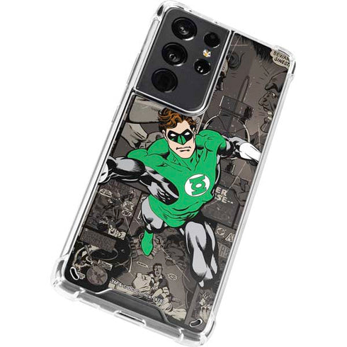 DC Comics Green Lantern Vintage Action Pose Pattern Galaxy S21 Ultra 5G Clear Case