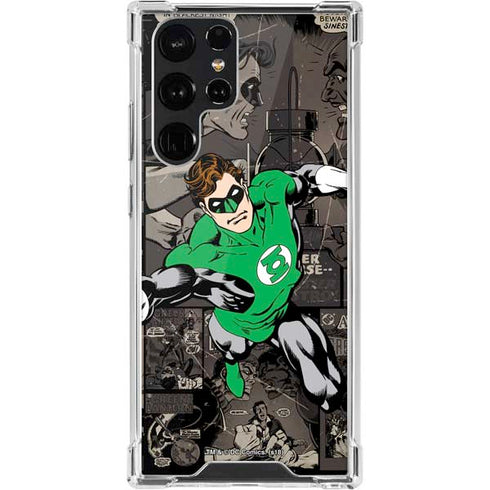 DC Comics Green Lantern Vintage Action Pose Pattern Galaxy S22 Ultra Clear Case