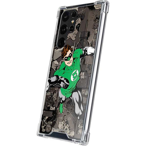 DC Comics Green Lantern Vintage Action Pose Pattern Galaxy S22 Ultra Clear Case
