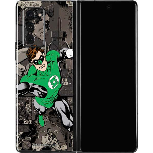 DC Comics Green Lantern Vintage Action Pose Pattern Galaxy Z Fold2 5G Skin