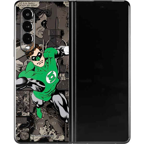 DC Comics Green Lantern Vintage Action Pose Pattern Galaxy Z Fold3 5G Skin