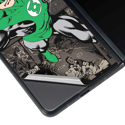 DC Comics Green Lantern Vintage Action Pose Pattern Galaxy Z Fold3 5G Skin