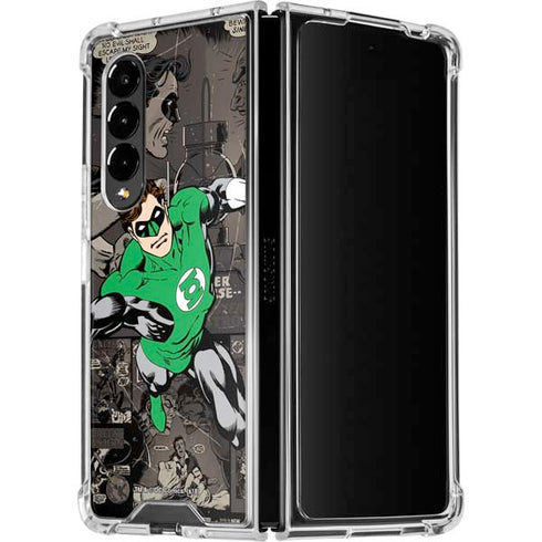 DC Comics Green Lantern Vintage Action Pose Pattern Galaxy Z Fold4 5G Clear Case