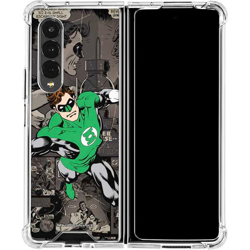 DC Comics Green Lantern Vintage Action Pose Pattern Galaxy Z Fold4 5G Clear Case
