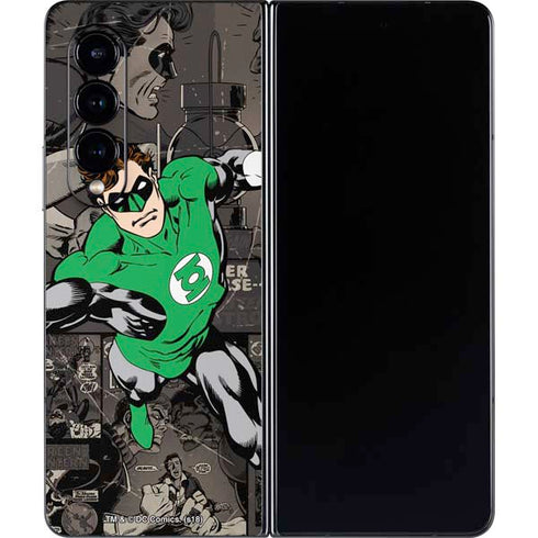 DC Comics Green Lantern Vintage Action Pose Pattern Galaxy Z Fold4 5G Skin