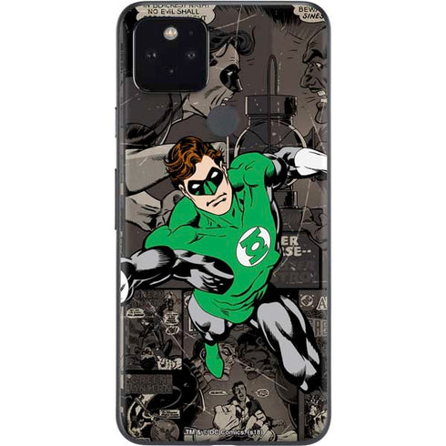 DC Comics Green Lantern Vintage Action Pose Pattern Google Pixel 5 Skin