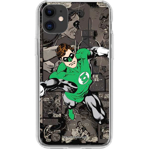 DC Comics Green Lantern Vintage Action Pose Pattern iPhone 11 Clear Case