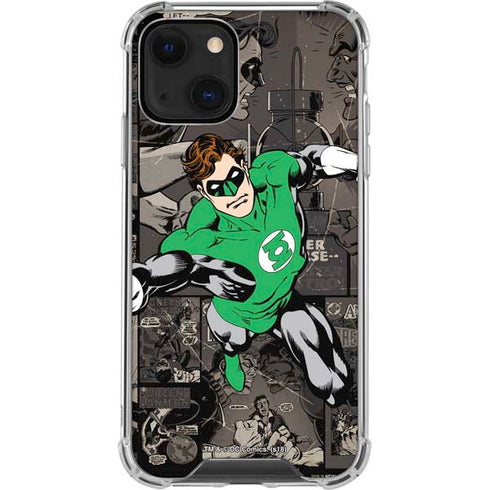 DC Comics Green Lantern Vintage Action Pose Pattern iPhone 14 Plus Clear Case