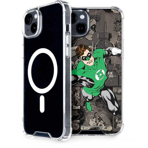 DC Comics Green Lantern Vintage Action Pose Pattern iPhone 15 Plus MagSafe Case