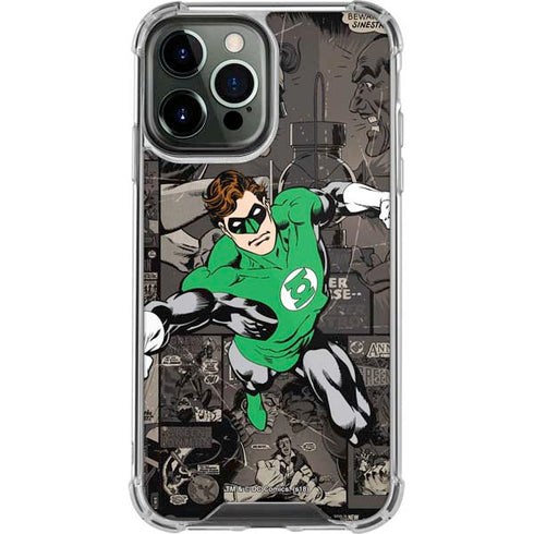 DC Comics Green Lantern Vintage Action Pose Pattern iPhone 14 Pro Max Clear Case