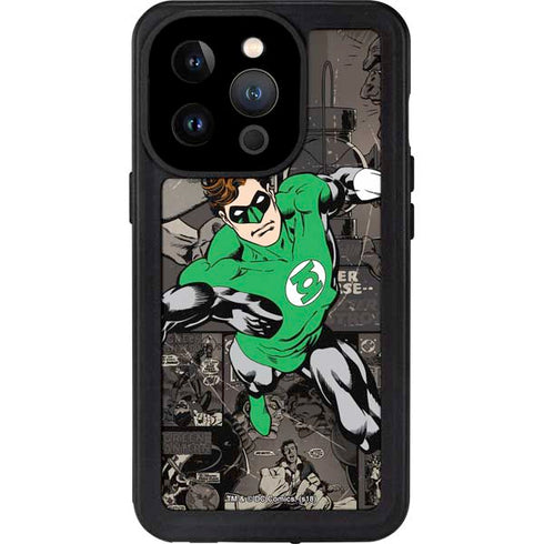 DC Comics Green Lantern Vintage Action Pose Pattern iPhone 14 Pro Waterproof Case