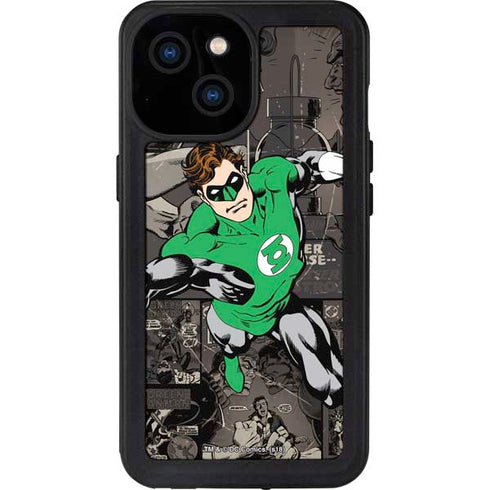 DC Comics Green Lantern Vintage Action Pose Pattern iPhone 15 Waterproof Case