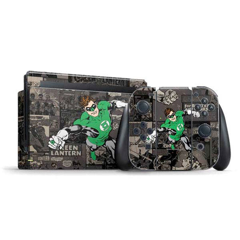 DC Comics Green Lantern Vintage Action Pose Pattern Nintendo Switch Bundle Skin
