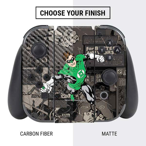 DC Comics Green Lantern Vintage Action Pose Pattern Nintendo Switch Bundle Skin