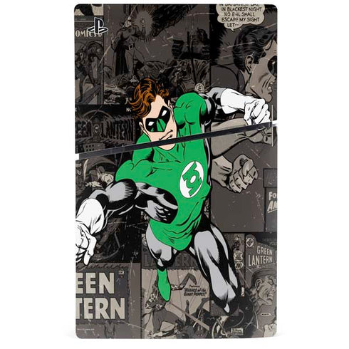 DC Comics Green Lantern Vintage Action Pose Pattern PS5 Slim Disk Bundle Skin