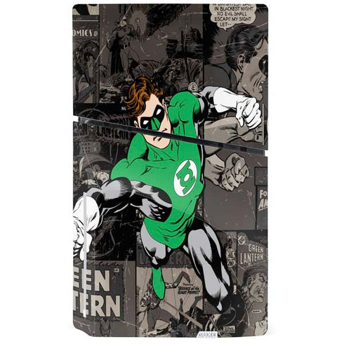 DC Comics Green Lantern Vintage Action Pose Pattern PS5 Slim Disk Console Skin