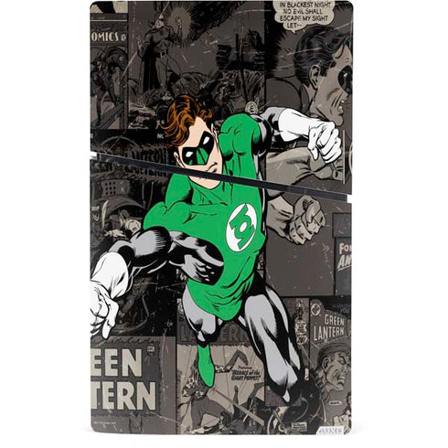 DC Comics Green Lantern Vintage Action Pose Pattern PS5 Slim Digital Edition Console Skin