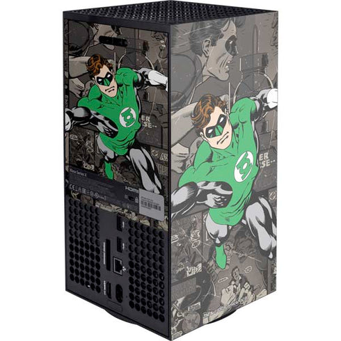 DC Comics Green Lantern Vintage Action Pose Pattern Xbox Series X Console Skin